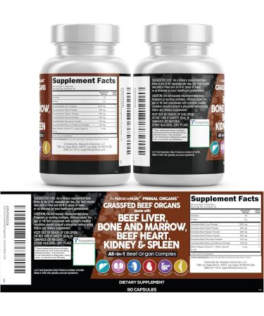 Clean Nutraceuticals Grass Fed Beef Liver Capsules - Premium Quality Supplement Packed with Desiccated, Beef Heart, Spleen, Pancreas Plus Bone & Marrow Dao Enzyme Pills 90 Count (Pack of 1) - Buy Online on GoSupps.com