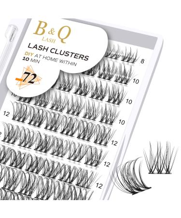 Cluster lashes 72 Clusters B&Q Lash Clusters D Curl Individual Cluster Lashes Natural Eyelash Clusters DIY Lash Extensions Soft Fluffy Cluster Eyelash Extensions (UK-FD-B49-D-8-16MIX) D-8-16 MIX B 49