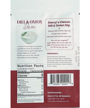 Darcy's For All Seasons Dill and Onion Dip Mix .6 oz - 3-Pack - Delicious Flavorful Blend for Easy Entertaining - Buy Online on GoSupps.com