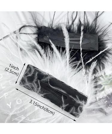 4 Pcs Ostrich Feather Hair Clips - Vintage Elegant Luxury Headpiece for Women (Black+White) - Buy Online on GoSupps.com