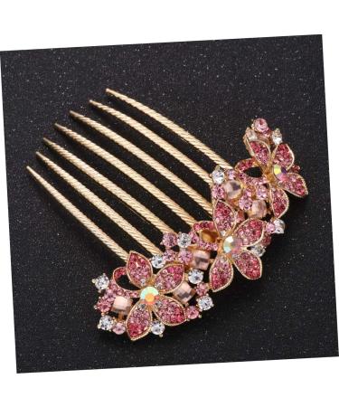 Angoily Womens Barrettes for Hair Wedding Hair Clip Flower Hair Accessories Hair Gems for Women Prom Hair Accessories Women Headpiece Bridal Tiara Pink Hair Piece Diamond Bride - Buy Online on GoSupps.com