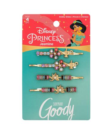 GOODY Bobby Pins - 4 Count Disney Princess Jasmine - Slideproof Rhinestone Bobbies - Hair Accessories for Men Women Boys & Girls - Style With Ease & Keep Your Hair Secured - For All Hair Types