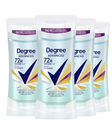 Degree Advanced MotionSense Antiperspirant Deodorant 72-Hour Sweat And Odor Protection Sexy Intrigue Antiperspirant Deodorant For Women With MotionSense Technology, 2.6 Ounce (Pack of 4)