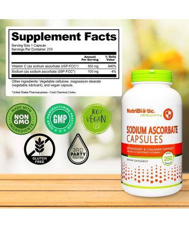 NutriBiotic Sodium Ascorbate 250 Vegan Capsules - Boost Immunity Naturally - Buy Online on GoSupps.com