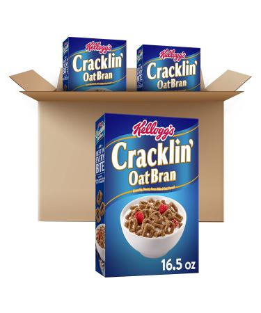 Kellogg's Cracklin' Oat Bran Breakfast Cereal, Original, Good Source of Fiber, 16.5 oz Box (3 Boxes) 3 Count (Pack of 1)