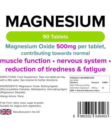 Lindens Magnesium Oxide Tablets 1-a-Day (MgO 500mg) - Buy Online on GoSupps.com