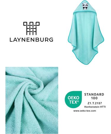 Laynenburg Premium Hooded Baby Towel - 100% Cotton Oeko Tex Cute Panda Design 80x80cm Ideal for Newborns & Children - Perfect Bath Towel for Boys & Girls - Turquoise - Buy Online on GoSupps.com