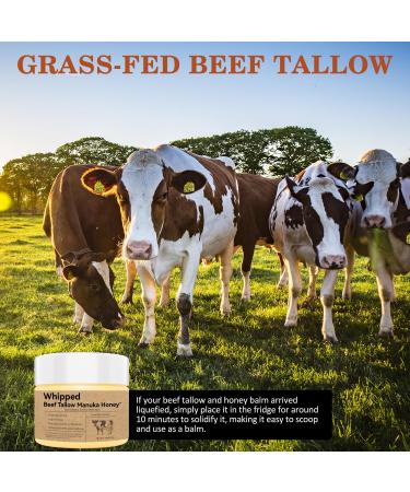 Organic Grass-Fed Beef Tallow Balm (4oz/2pack) - Whipped with Manuka Honey Ultra-Moisturizing for Face & Body Natural Skincare for Dry & Sensitive Skin 4 Fl Oz (Pack of 2) - Buy Online on GoSupps.com