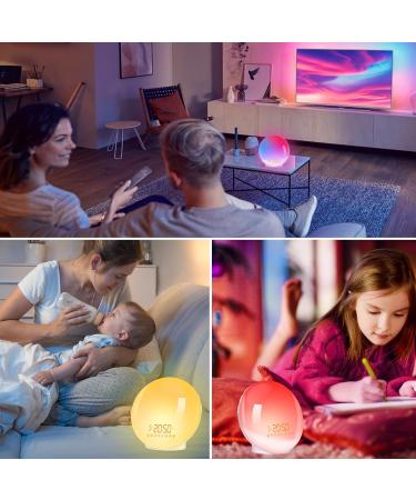 Baozily Light Alarm Clock Sunrise Sunset Simulation Double Alarms Snooze FM Radio & 11 Color Options Wake Up Naturally! - Buy Online on GoSupps.com