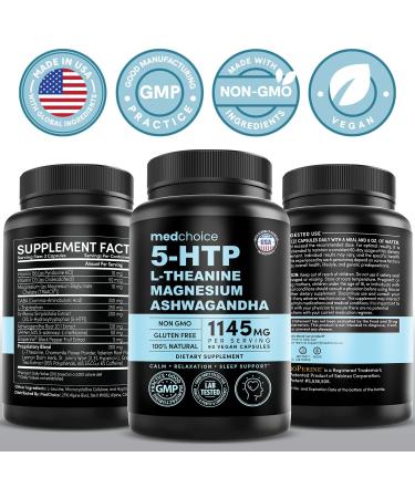 15-in-1 Mood Support Supplement - 5HTP 200mg Capsules with L-Theanine Magnesium Ashwagandha GABA Supplements 5 HTP Supplements with St. John's Wort and L-Tryptophan - 1145mg (90 Count Pack of 2) 90 Count (Pack of 2) - Buy Online on GoSupps.com
