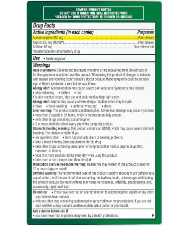 Excedrin Migraine Relief Caplets to Alleviate Migraine Symptoms - 200 Count Migrane Relief - 200 Count - Buy Online on GoSupps.com