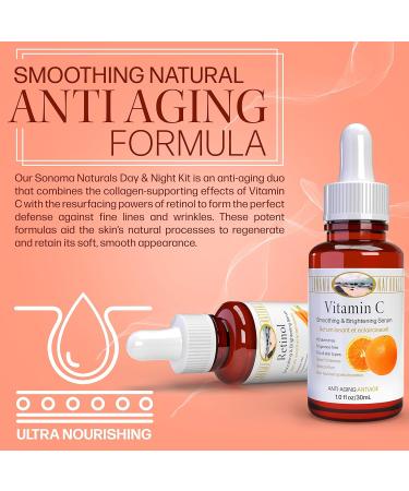 Vitamin C & Retinol Serum for Face - 1 oz Two-Pack | Day & Night Anti-Aging Kit | Smoothing Facial Serum for All Skin Types - Buy Online on GoSupps.com