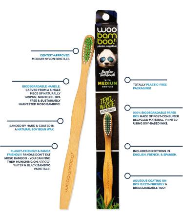 Buy Woobamboo Bamboo Toothbrush - Eco-Friendly Biodegradable Vegan BPA Free - Medium Bristle for Adults - International Shipping Available - Buy Online on GoSupps.com