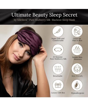 SILKSLEEK 22 Momme Pure Mulberry Silk Sleeping Eye Mask - Soft & Comfortable Blackout Mask in Burgundy Gift Box - Buy Online on GoSupps.com