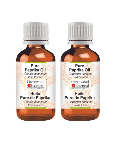 Greenwood Essential Pure Paprika Oil (Capsicum annuum) Cold Pressed (Pack of Two) 100ml X 2 (6.76 oz)