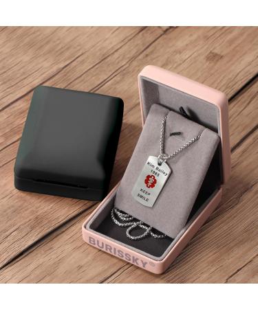 Custom Medical Alert Necklace - Sterling Silver ID Tag with Free Engraving for Men & Women - Personalized Emergency Jewelry - Buy Online on GoSupps.com