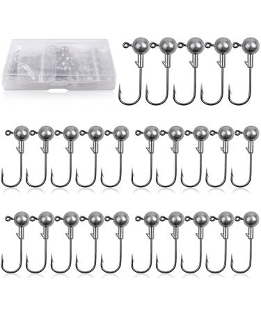 Jig heads Angel hook set 30stk rubber fishing jig hooks lead head hook fishing hook jighaken with round jighead for rubber fish for predatory fishing lead head fishing hook 2G-30Stk