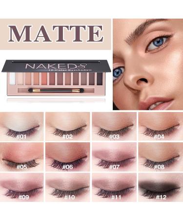 12 Colors Naked Eyeshadow Palette - Natural Matte Pigment Long Lasting & Waterproof Makeup Kit with Brush - Buy Online on GoSupps.com