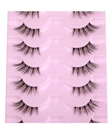 JIMIRE Half Lashes - 7 Pairs Pack Natural Crossed Handmade False Eyelashes | Wispy Fluffy Light Volume | Clear Band | 3-12MM - Buy Online on GoSupps.com