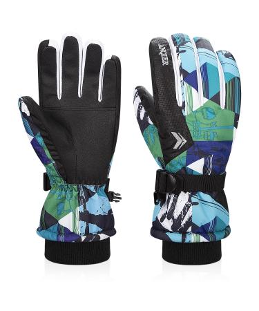 coskefy gloves children winter ski gloves young girls waterproof fleece bicycle gloves children sport windproof 3-15 years running gloves for Klttern snowboard skiing cycling 10-12 years old blue-green children - Buy Online on GoSupps.com