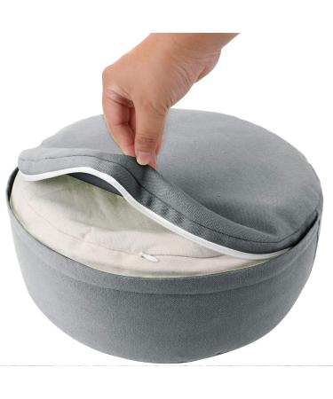 REEHUT Zafu Meditation Cushion | Round Buckwheat Fill Pillow | Organic Cotton Cover | Machine Washable | 4 Colors, 3 Sizes (Grey, 16x16x4.5) - Buy Online on GoSupps.com