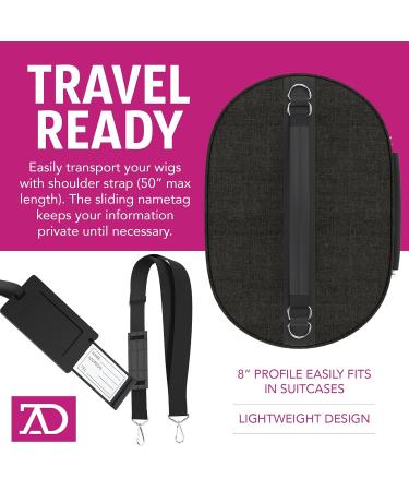 Wig Travel Case - 8-12 High Wig Box with Collapsible Stand - Dome Foam Head - Zipper Carrying Case for Safe Storage and Travel of Wigs (Denim Black) - Buy Online on GoSupps.com
