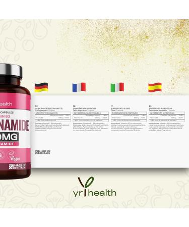 Vegan Nicotinamide Niacinamide 500mg Capsules - Skin & Energy Support - 90 Caps, 3 Months Supply - Made in UK - Buy Online on GoSupps.com