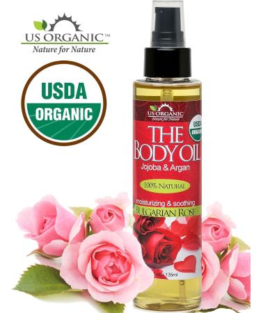 US Organic Romantic Bulgarian Rose Body Oil - USDA Certified, Jojoba & Argan Oil with Vitamin E - Alcohol & Paraben Free - Buy Online on GoSupps.com