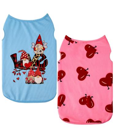 Valentine's Day dog-t-shirt clothing-soft breathable puppy shirts Love printed pet clothing Valentine's Day dog costumes (X-Large pink3 + blue) X-Large pink 3 + blue