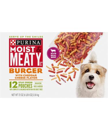 Purina Moist & Meaty Burger with Cheddar Cheese Flavor Dry Dog Food - 48 Pouches - Buy Online on GoSupps.com