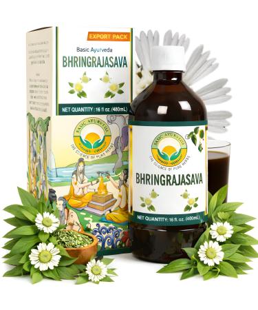 BASIC AYURVEDA Bhringrajasava Drink | 16.23 Fl Oz (480ml) | Natural Bhringraj Ayurvedic Hair Tonic | Supports Hair Growth Scalp Health & Immune System | No Added Sugar