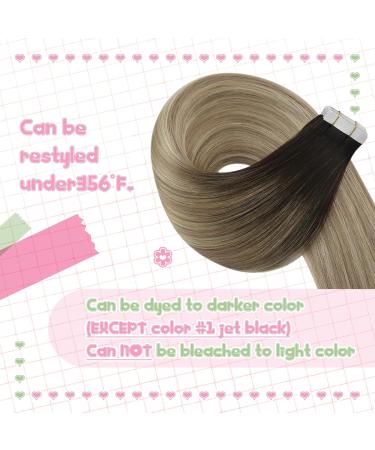 Buy Youngsee 60cm Balayage Real Hair Tape Extensions - Dark Brown Ombre Seamless Remy Hair 50g #4/16 - Buy Online on GoSupps.com