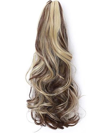 Long Short Claw Ponytail Hair Extension | Clip-in Synthetic Curly Hairpiece 18 | Medium Brown mix Dark Blonde - Buy Online on GoSupps.com