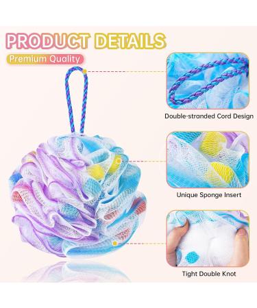 Leafre Body Puff 2pcs Luxurious Body Scrubber Set - Soft Shower Loofahs for Men and Women - Exfoliating Body Scrubber with Foaming Sponge Insert - Unique Yellow Color Mix - Buy Online on GoSupps.com