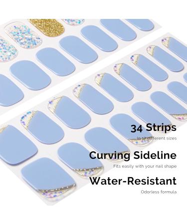 NAILOG Semi Cured Gel Nail Strips - 34 pcs Salon-Quality Gel Nail Stickers in Blue Tune - Buy Online on GoSupps.com