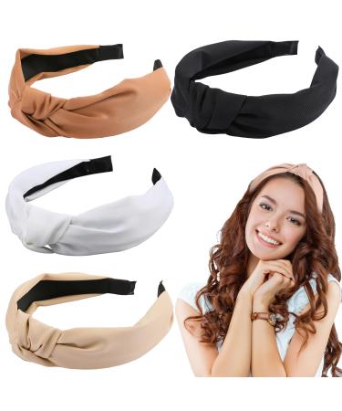 4 pieces for women hair tires women hair band Knote headbands Boho wide knot-hair band Elastic hair tires fashionable hair accessories for women and girls (set A) - Buy Online on GoSupps.com