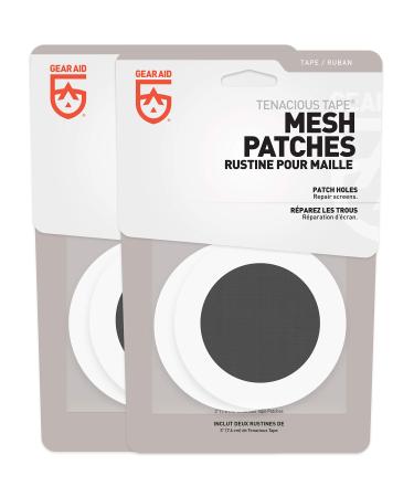 GEAR AID Tenacious Tape Mesh Patches for Tent and Bug Screen Repair, 3 Rounds, 2 Pack