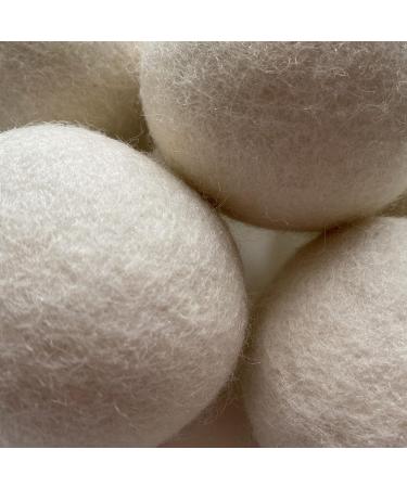 Organic 6 Pack Large Laundry Dryer Balls 100% New Zealand Wool Reusable Natural White or Grey Soft Eco Friendly with Cotton Bag (White) - Buy Online on GoSupps.com