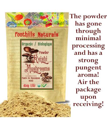 Foothills Naturals Organic Reishi Mushroom Powder for Energy Stress Relief and Overall Health - 454g / 1 Pound - Buy Online on GoSupps.com
