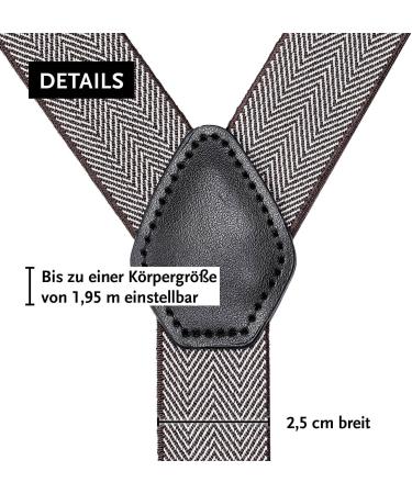 Dondon Men's Narrow 2.5 cm Braces - Y-Shaped Elastic Adjustable Length 3 Strong Clips Fishbone Pattern - International Shipping Available - Buy Online on GoSupps.com
