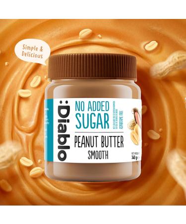 Diablo Peanut Butter Smooth | No Added Sugar Gluten Free| Sweetened with Maltitol | Hamper Basket Available - Perfect for Gifting | 340g - Buy Online on GoSupps.com