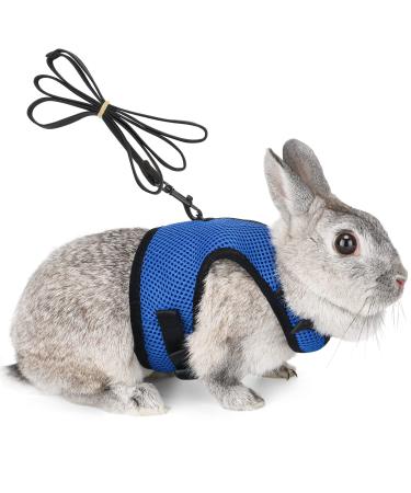 Adjustable soft cat dishes rabbits with elastic leash for small animal kitty pet dishes and leash for bunnies cat little pet walking (l (chest 28 -35cm) blue) l (chest 28 -35cm) Blue