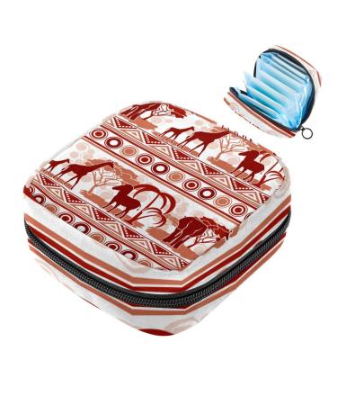 Menstrual Pad Bag with Zipper Ladies Napkin Pouch Tampons Collection Bag for Women and Girls (African Style)