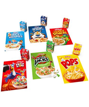 Kellogg's, Fun Pack Puzzles 6 Square Cereal Boxes Bundle Gift Set of Froot Loops, Frosted Flakes, & More, Kids and Adults Aged 4 and up