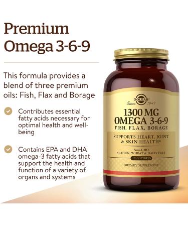 Solgar Omega 3-6-9 1300 mg â€“ 120 Softgels | High-Quality Omega Oils for Heart & Joint Support - Buy Online on GoSupps.com