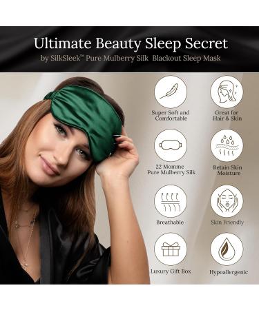 SILKSLEEK 22 Momme Pure Mulberry Silk Eye Mask for Sleeping | Super Soft & Comfortable Blackout Sleep Mask Filled with 100% Pure Silk | Travel Essentials in Gift Box - Emerald - Buy Online on GoSupps.com