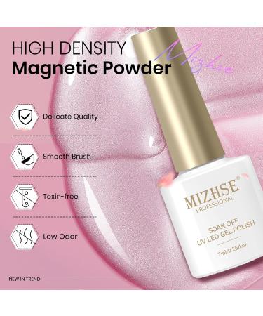 MIZHSE Cat Eye Gel Nail Polish Set - 6 Colors Magnetic Ceramic Polish Kit for Manicure - Perfect Gift Set in Silver Champagne Pink Green Blue Purple - Buy Online on GoSupps.com