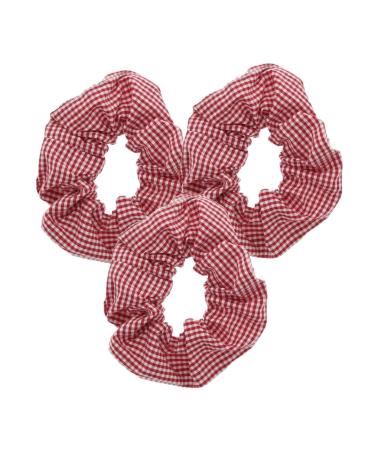 Topkids Gingham Hair Gums & Scrunchie Set - 3 Pieces Red | Stylish School Accessories for Girls & Women - Buy Online on GoSupps.com