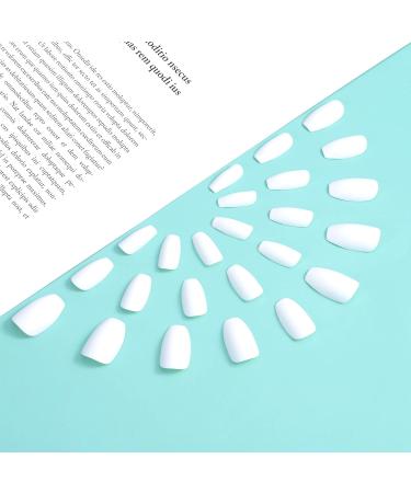 Brishow Ballerina Matt False Nails - Pure Color Acrylic Press-On Full Cover - 24 Pieces for Women & Girls (White) - Shop Internationally! - Buy Online on GoSupps.com