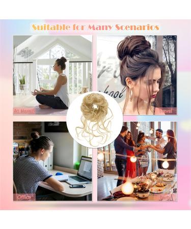 Voluminous Wavy Messy Bun Hairpiece with Hair Rope & Hairpin - Blonde/Gold - Buy Online on GoSupps.com